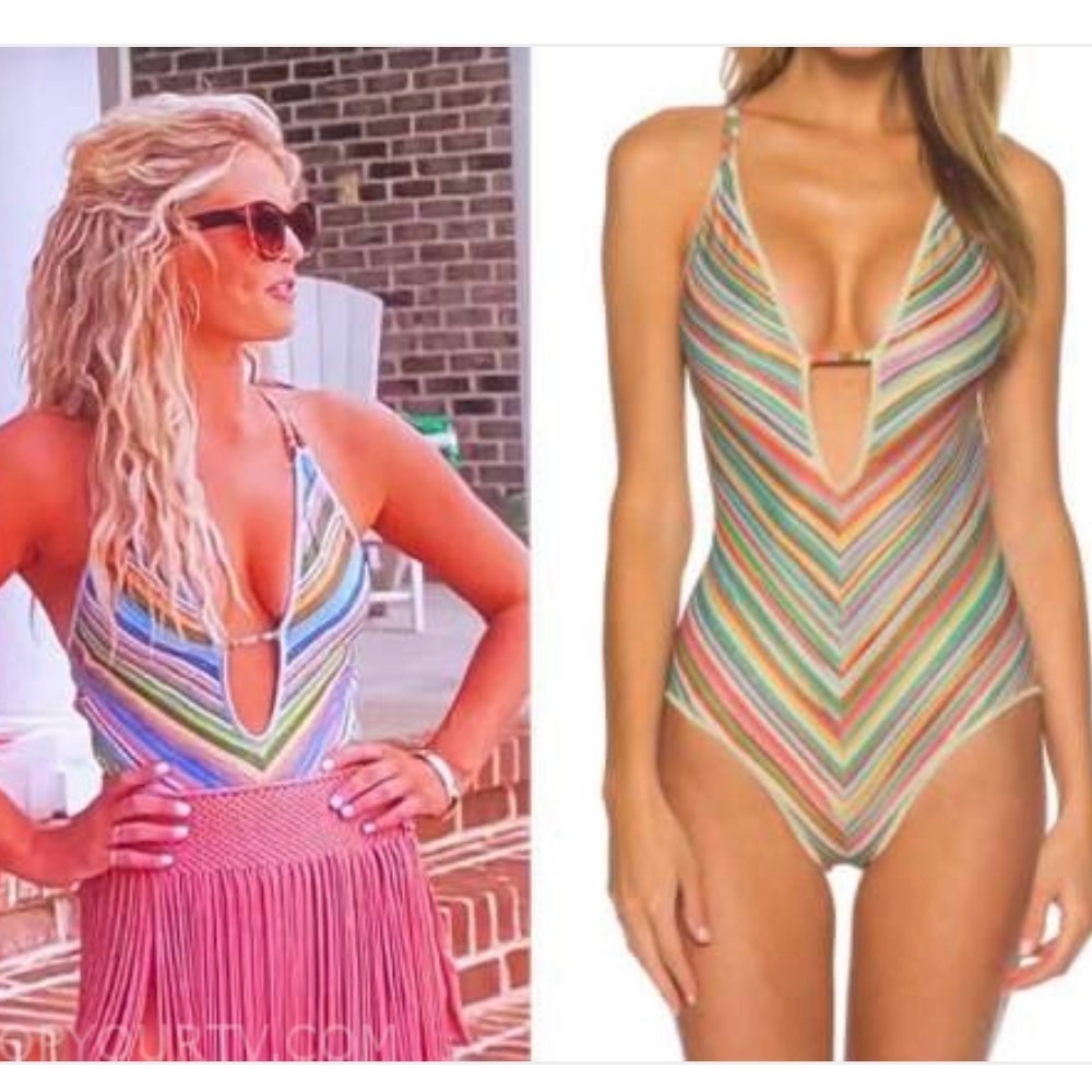 Becca East Village Printed Plunge One-Piece Swimsuit - Madison Southern Charm - Picture 11 of 11